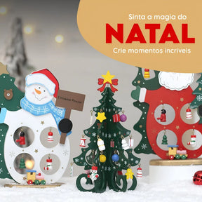 Mini Arvore de Natal Artesanal em Madeira para Decoração