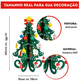 Mini Arvore de Natal Artesanal em Madeira para Decoração