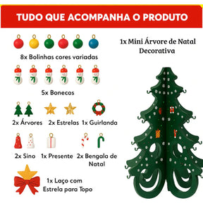 Mini Arvore de Natal Artesanal em Madeira para Decoração