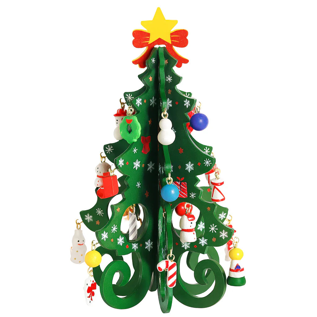 Mini Arvore de Natal Artesanal em Madeira para Decoração