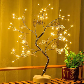 Luminaria Árvore Bonsai Folhas Douradas - Luz de Natal