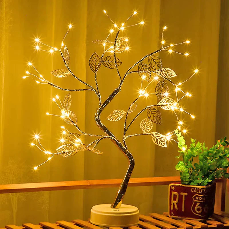Luminaria Árvore Bonsai Folhas Douradas - Luz de Natal