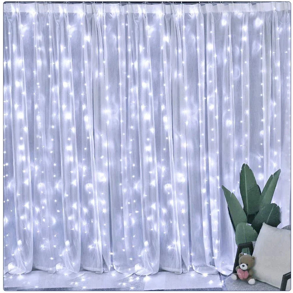 Luz de Cortina Led para Decoração para Natal - 8 Modos de Iluminação