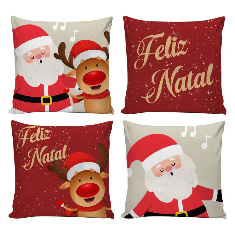 Kit com 4 Capas para Almofadas Natalinas 45x45