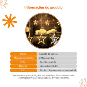 Pisca Pisca em Cascata de Estrela - 8 Funções