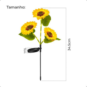 Luz Solar de Natal em Girassol com 3 Flores