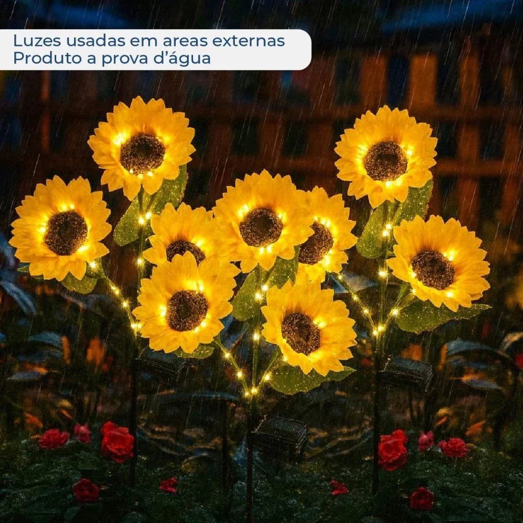 Luz Solar de Natal em Girassol com 3 Flores