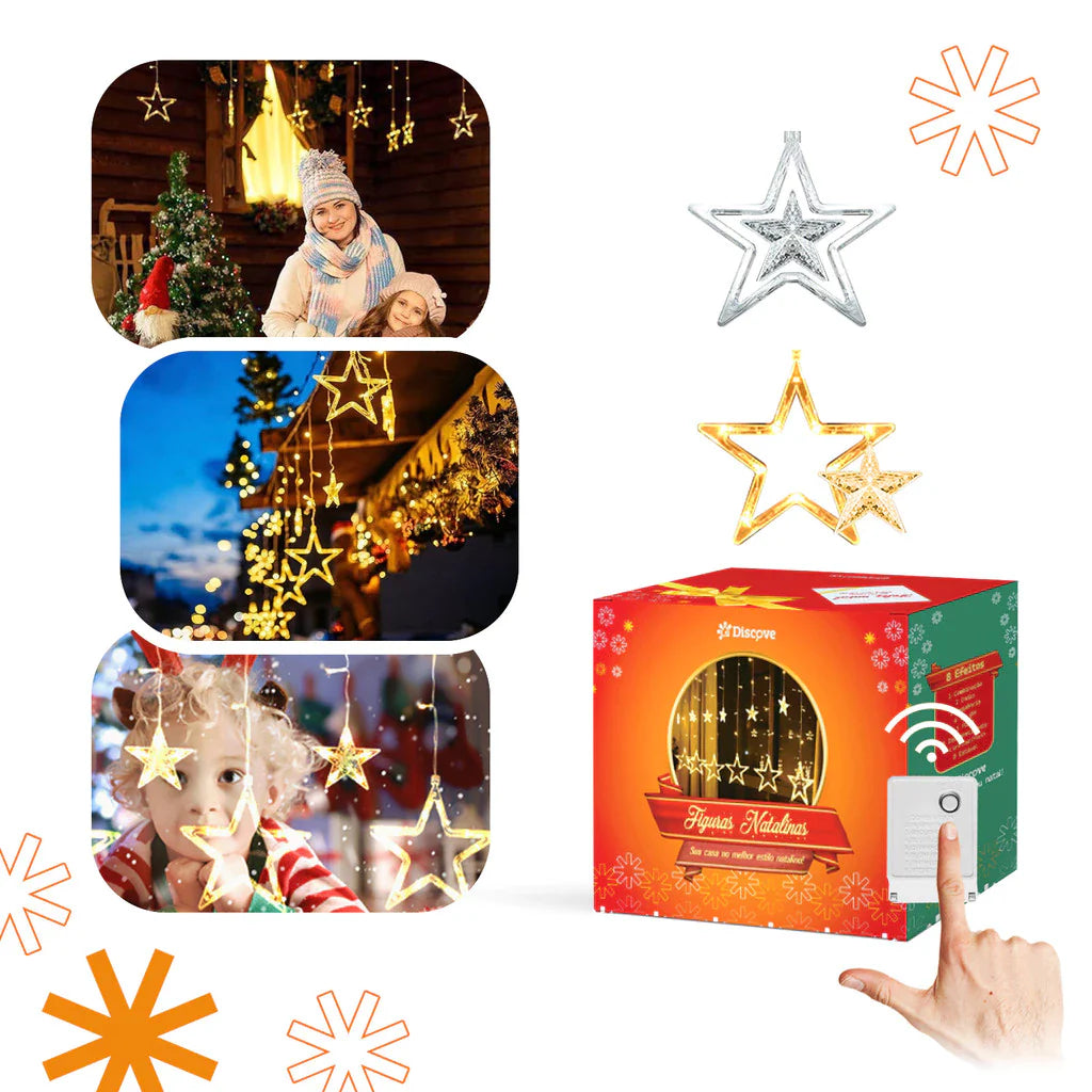 Pisca Pisca em Cascata de Estrela - 8 Funções