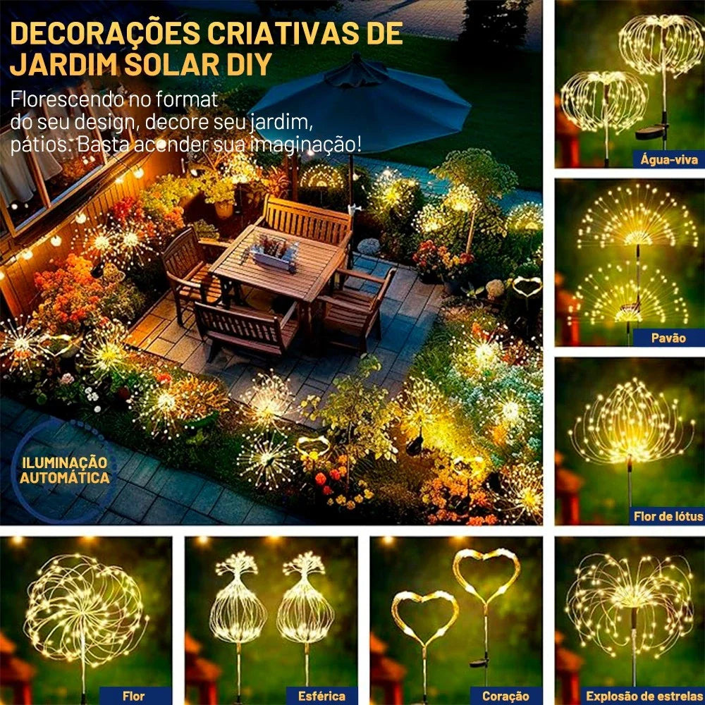 Luz Solar de Led Efeito Fogos de Artifício