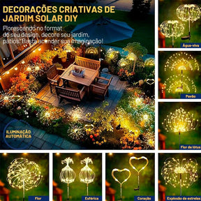 Luz Solar de Led Efeito Fogos de Artifício