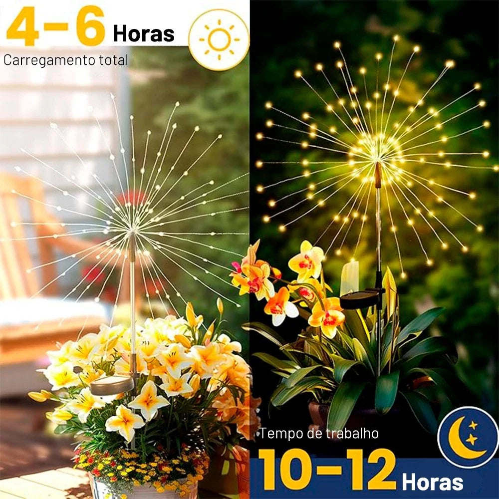 Luz Solar de Led Efeito Fogos de Artifício