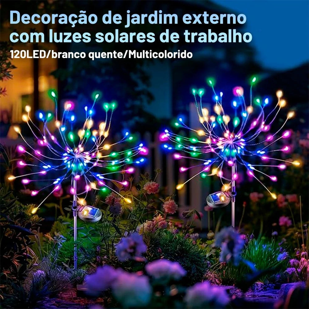 Luz Solar de Led Efeito Fogos de Artifício
