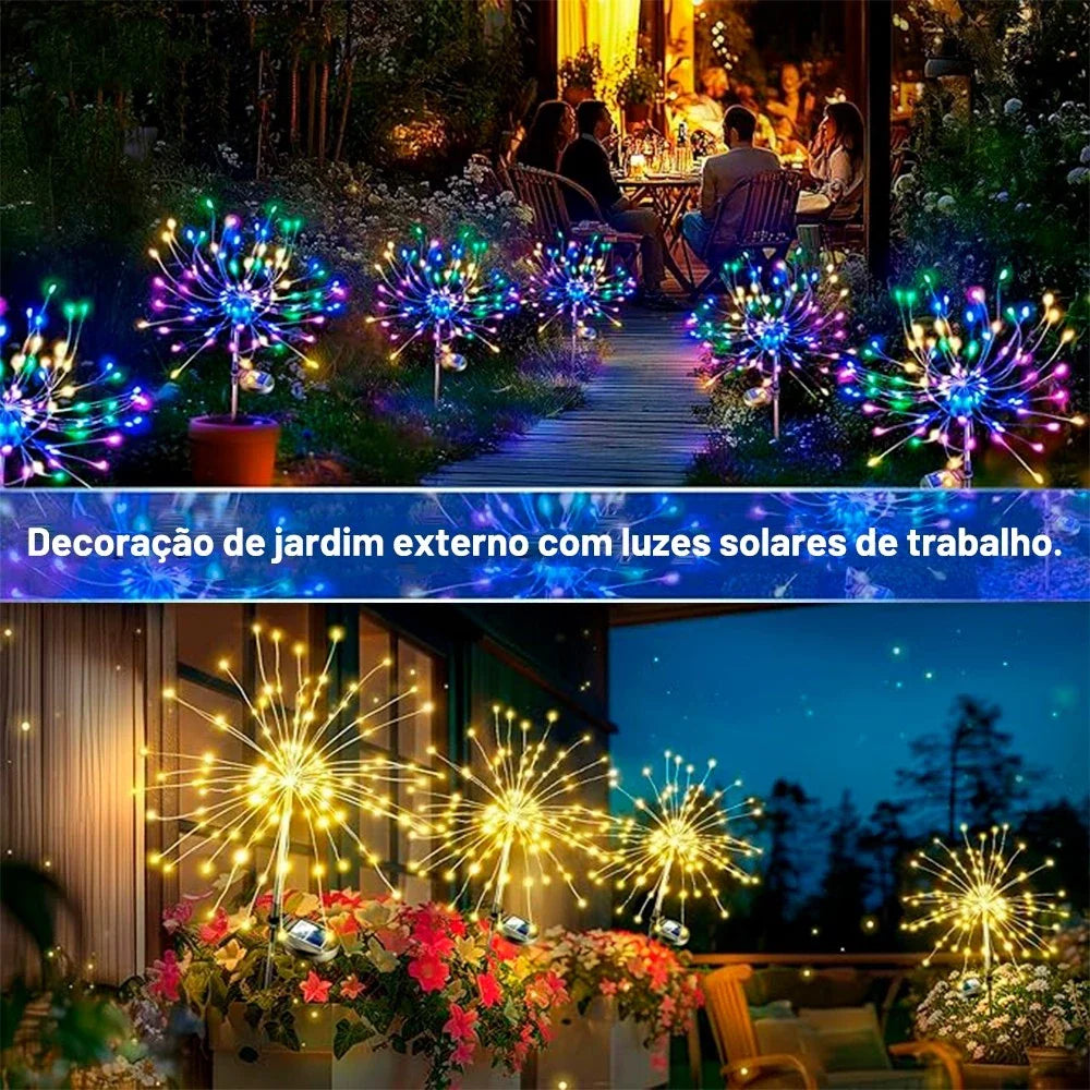 Luz Solar de Led Efeito Fogos de Artifício