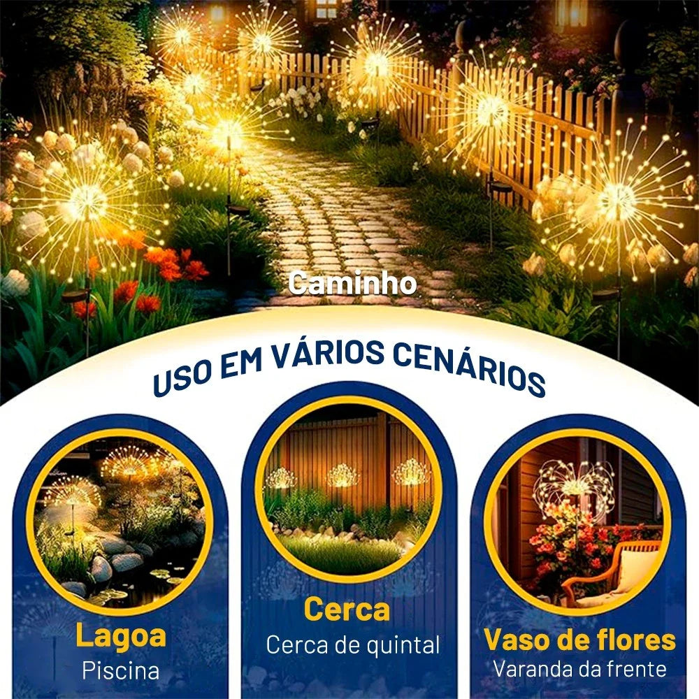 Luz Solar de Led Efeito Fogos de Artifício