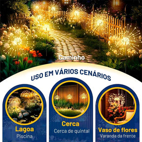 Luz Solar de Led Efeito Fogos de Artifício