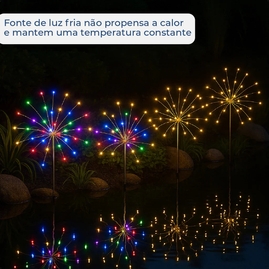 Luz Solar de Led Efeito Fogos de Artifício