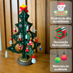 Mini Arvore de Natal Artesanal em Madeira para Decoração