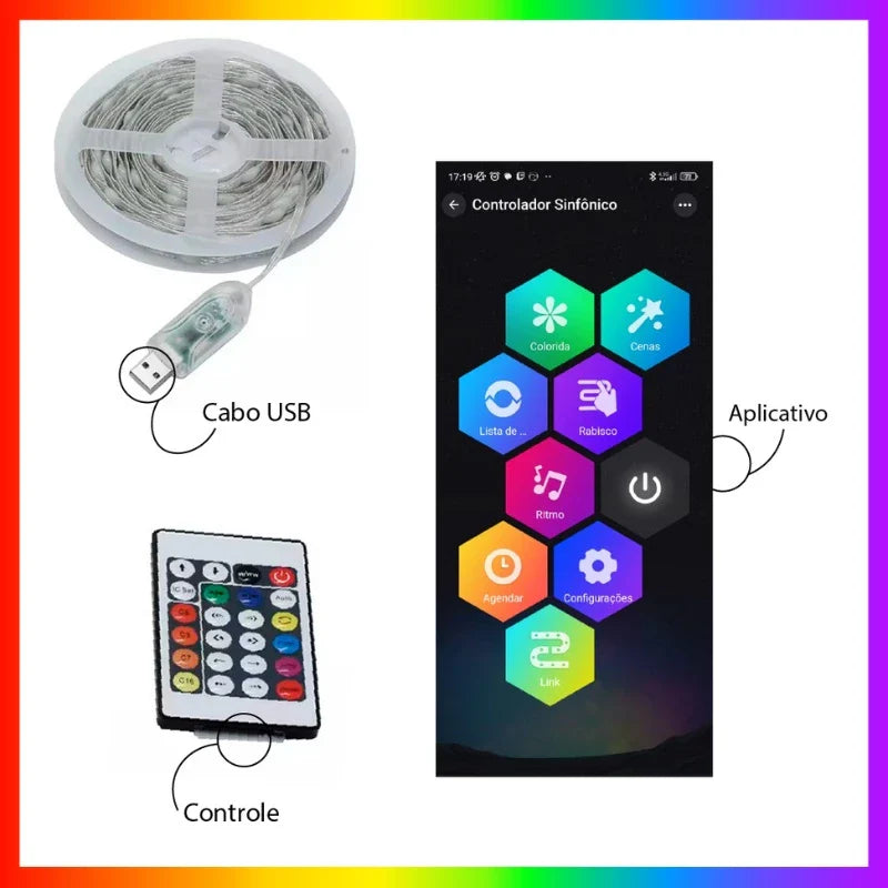 Pisca Pisca de Natal em Fita Led com Controle via Bluetooth