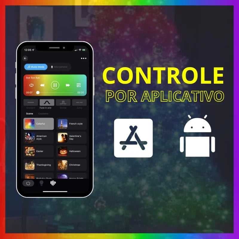 Pisca Pisca de Natal em Fita Led com Controle via Bluetooth